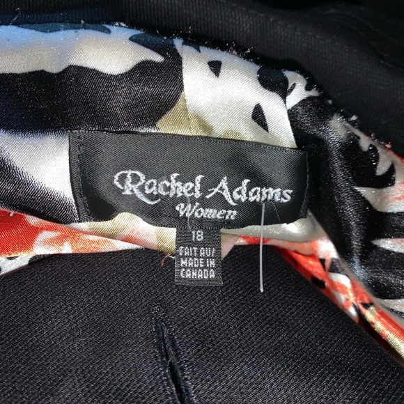 Rachel Adam's Black Long Jacket Coat Floral Inside 18 - Picture 5 of 6